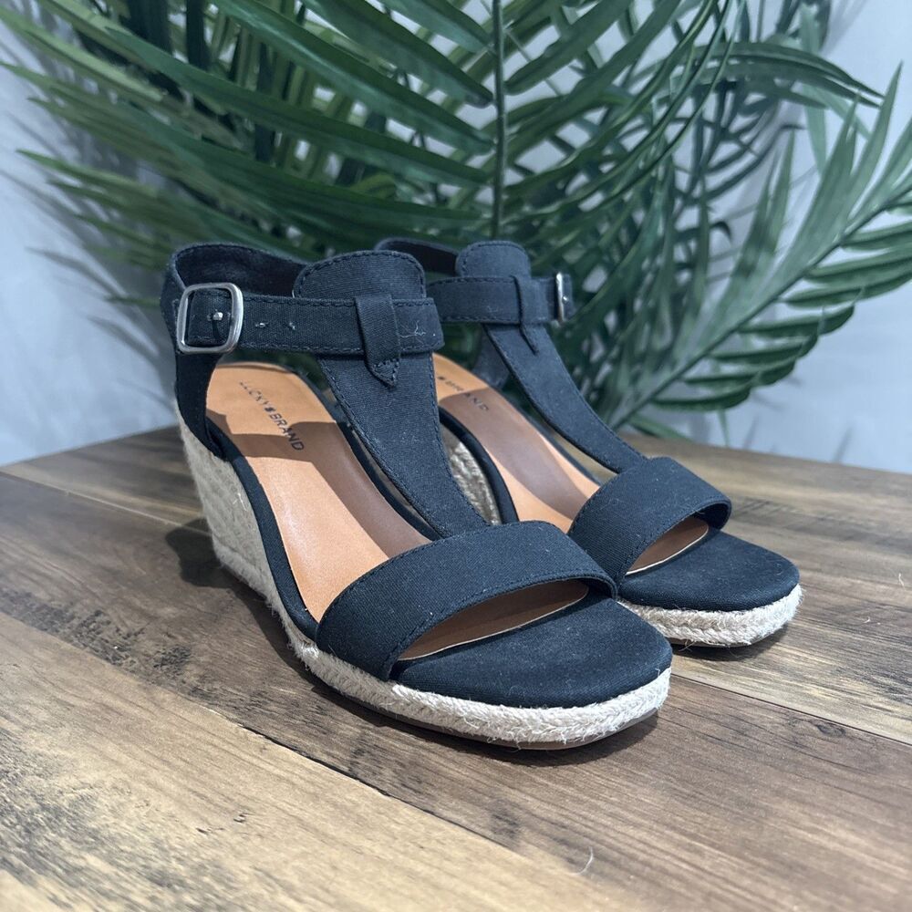 Lucky Brand Millinda Canvas Espadrille Wedge Sandals Size 6.5 - Picture 1 of 7